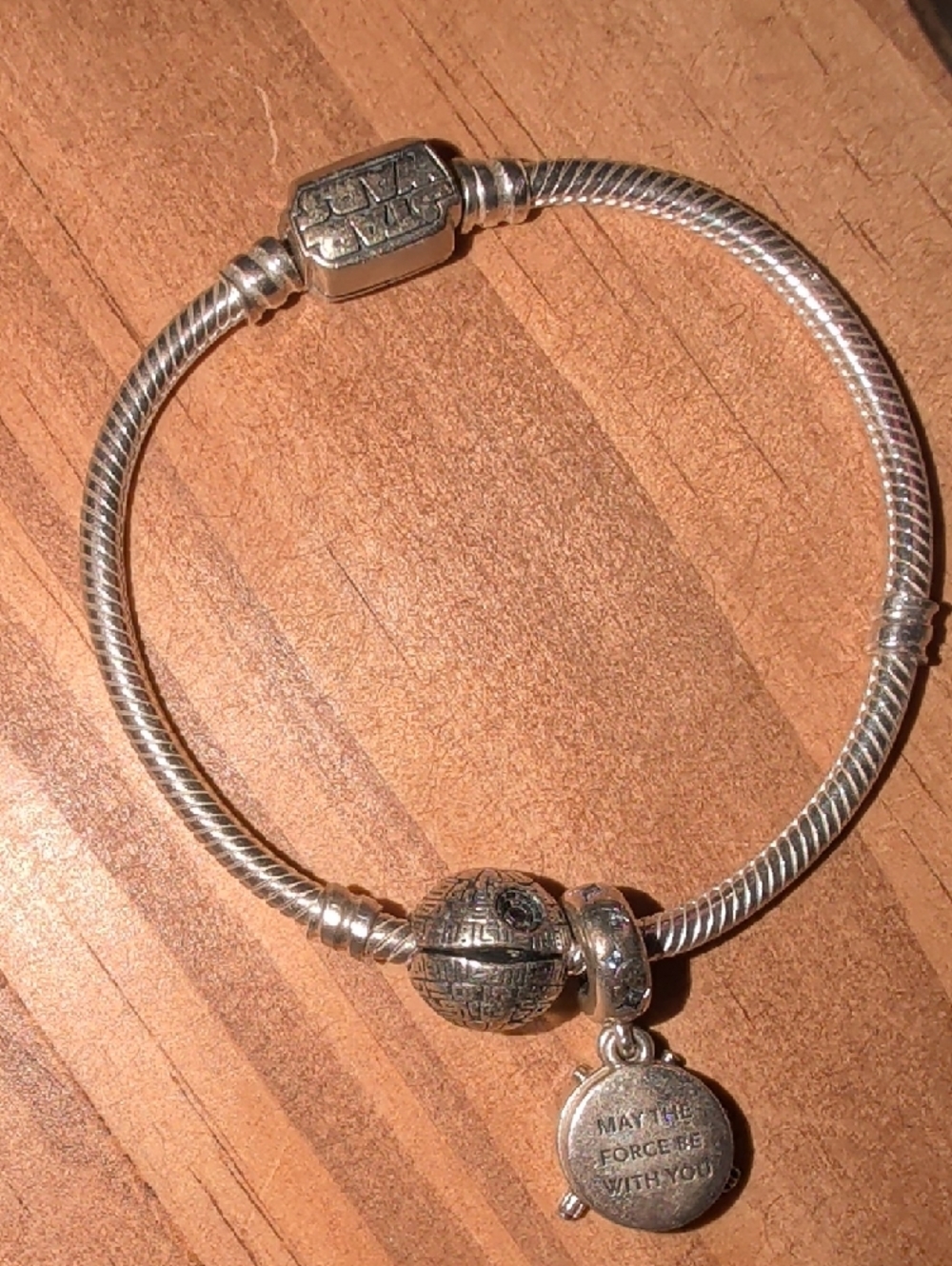 PANDORA STAR WARS Sterling Silver Twisted Charm CLASP Bracelet - Silver - Picture 2 of 6